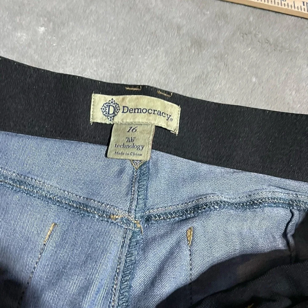 Democracy‎ Jeans Womens 16 Straight Leg Stretch Elastic Waist Blue Skinny